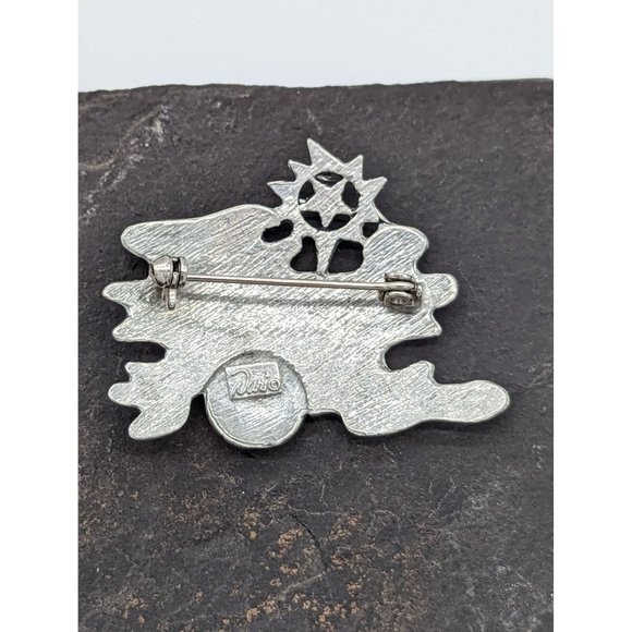 Duri Brooch Pin 1980s Pewter Sun Moon World Stars - Picture 3 of 3